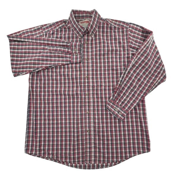 Wrangler‎ Rugged Wear Plaid Button Down Wrinkle Resist Shirt - Picture 2 of 6